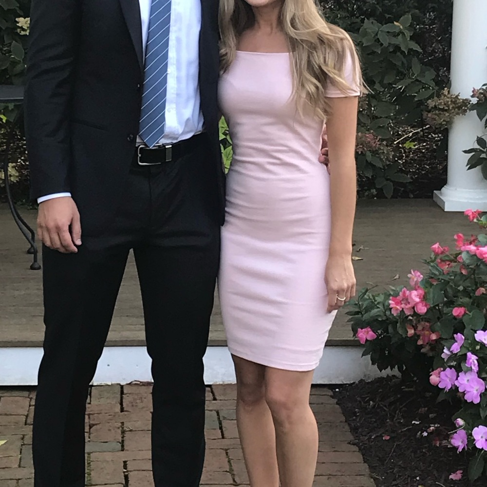 Light pink off the shoulder dress